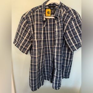 NEW Blue plaid carhartt button down (men’s), size L